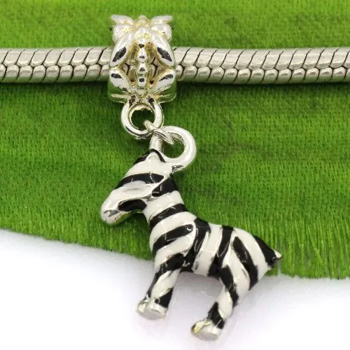 Zebra Charm Spacer Beads for Snake Chain Charm Bracelet