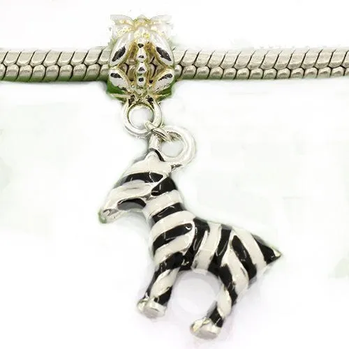 Zebra Charm Spacer Beads for Snake Chain Charm Bracelet